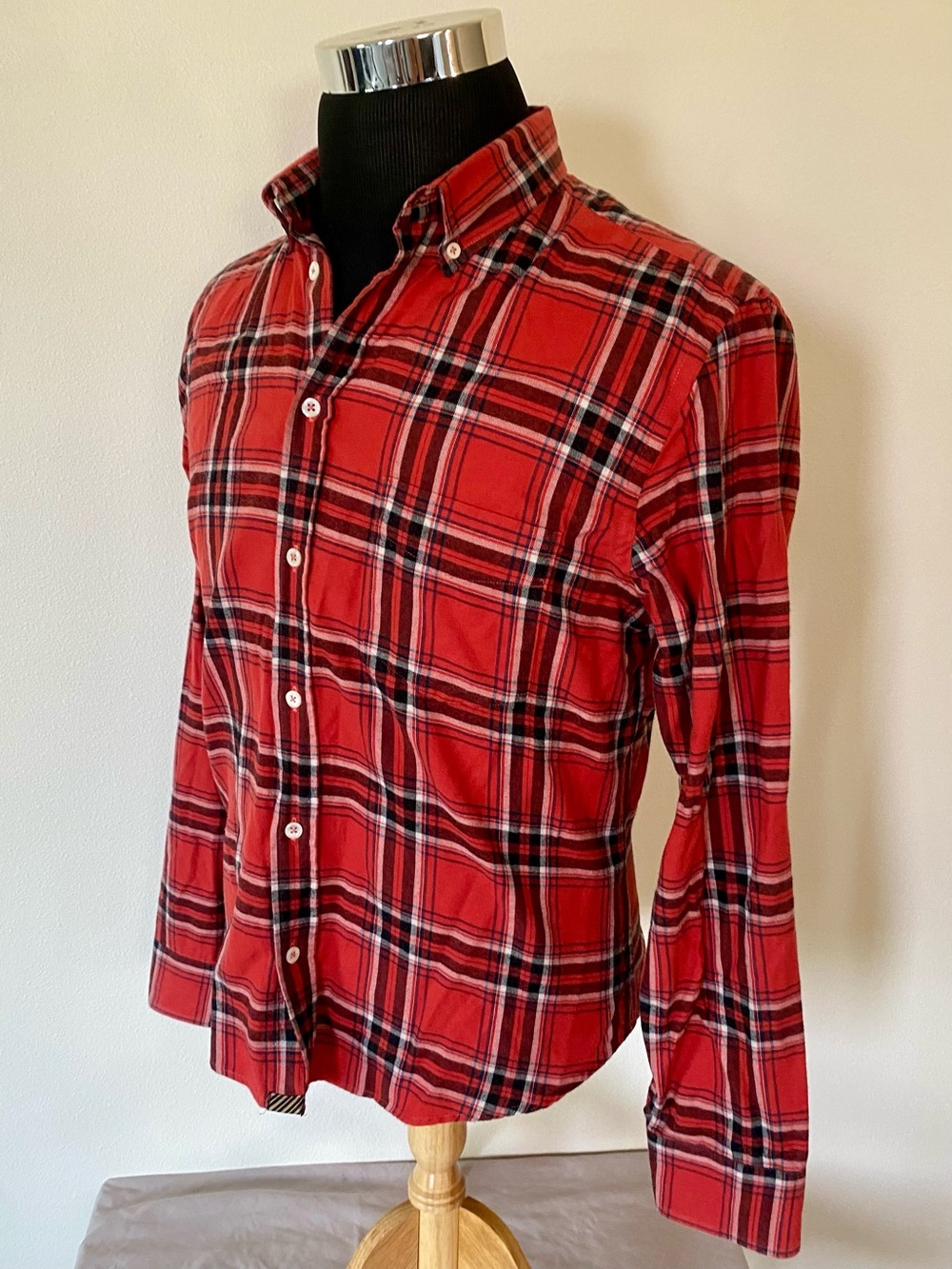 Billy Reid Men’s Slim Fit Red Plaid Shirt (L - fits Medium) Cotton Button Down - Picture 3 of 7